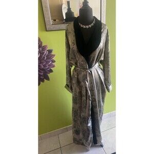 Valentino Intimo Velvet Trim Gold Beige Tie Robe Petite